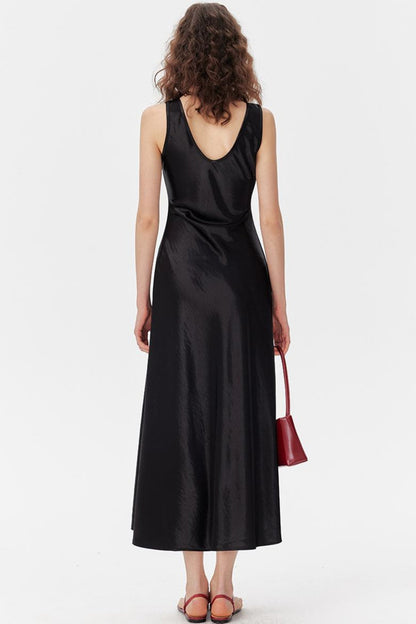 Satin Luxe Draped Midi Tank Dress