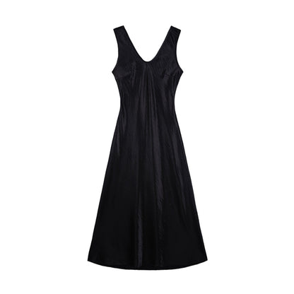 Satin Luxe Draped Midi Tank Dress