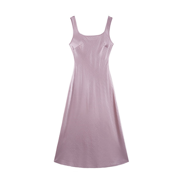 Satin Luxe Draped Midi Tank Dress