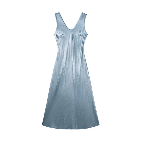 Satin Luxe Draped Midi Tank Dress