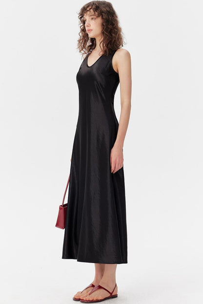 Satin Luxe Draped Midi Tank Dress