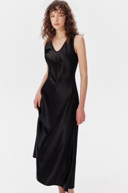 Satin Luxe Draped Midi Tank Dress