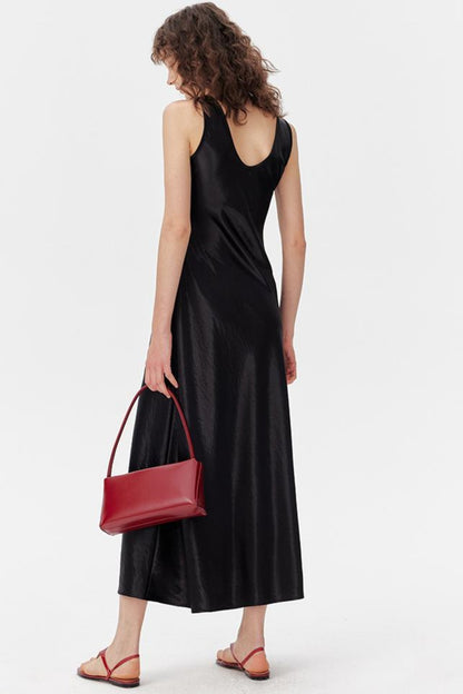 Satin Luxe Draped Midi Tank Dress