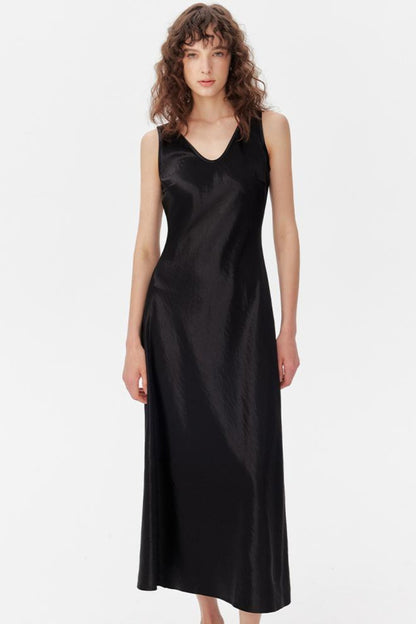 Satin Luxe Draped Midi Tank Dress