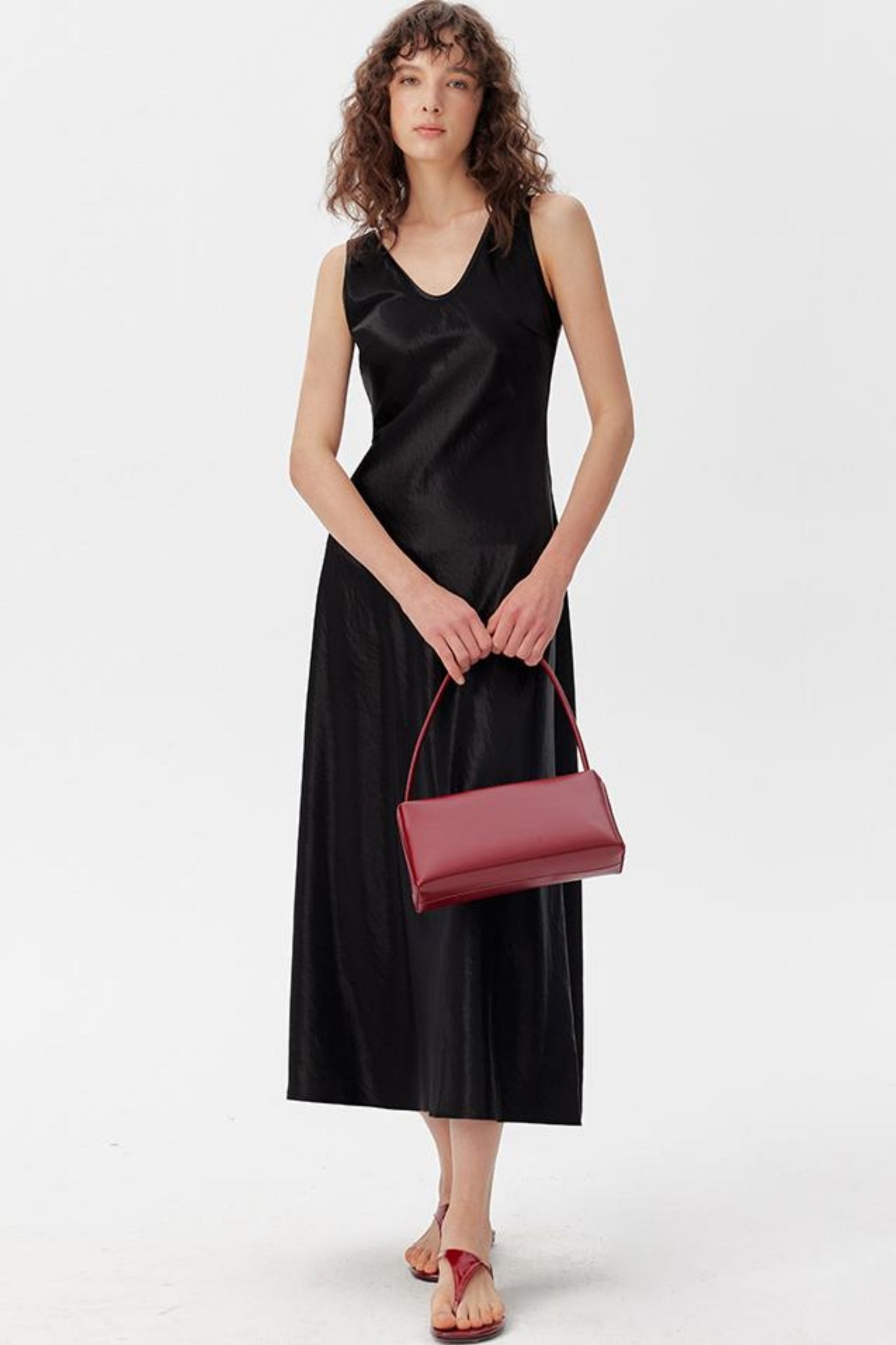 Satin Luxe Draped Midi Tank Dress