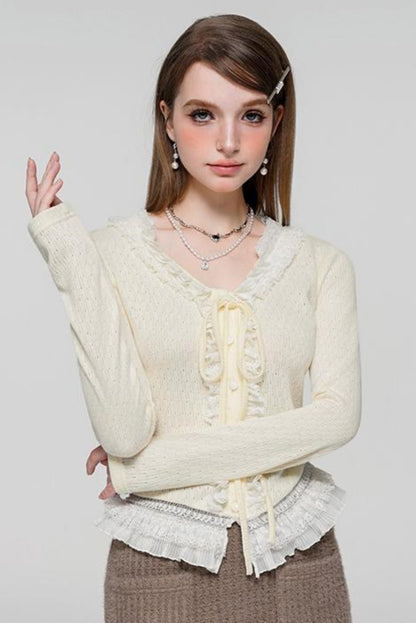 Sweet Lace Crop Sweater