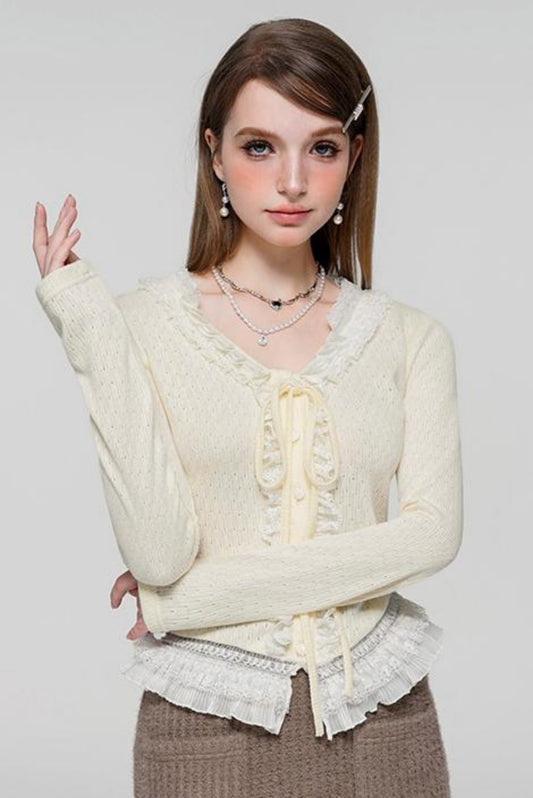 Sweet Lace Crop Sweater