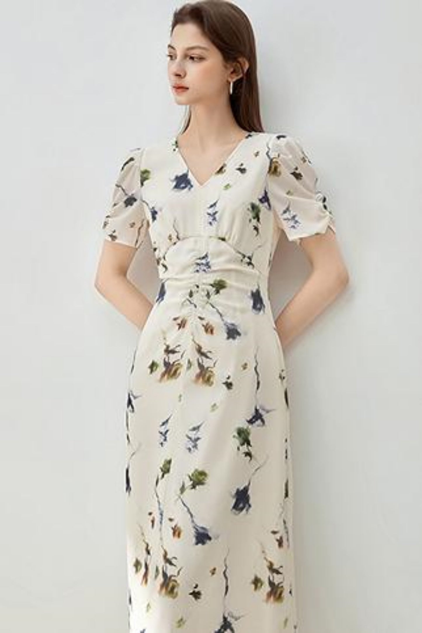 Floral V-Neck A-Line Dress