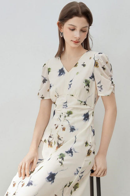 Floral V-Neck A-Line Dress