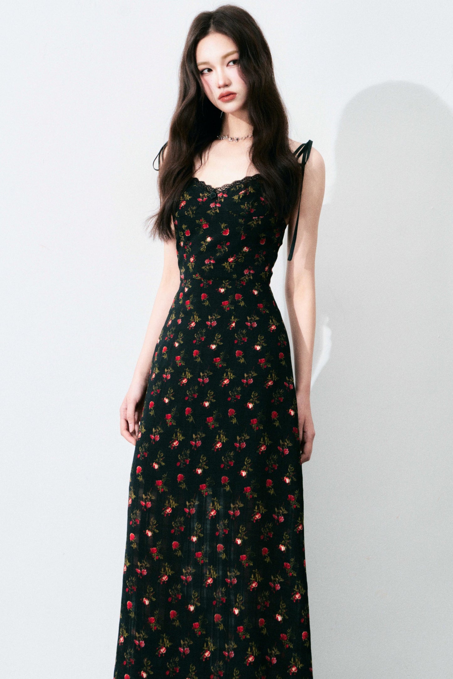 Floral Black Tie Dress