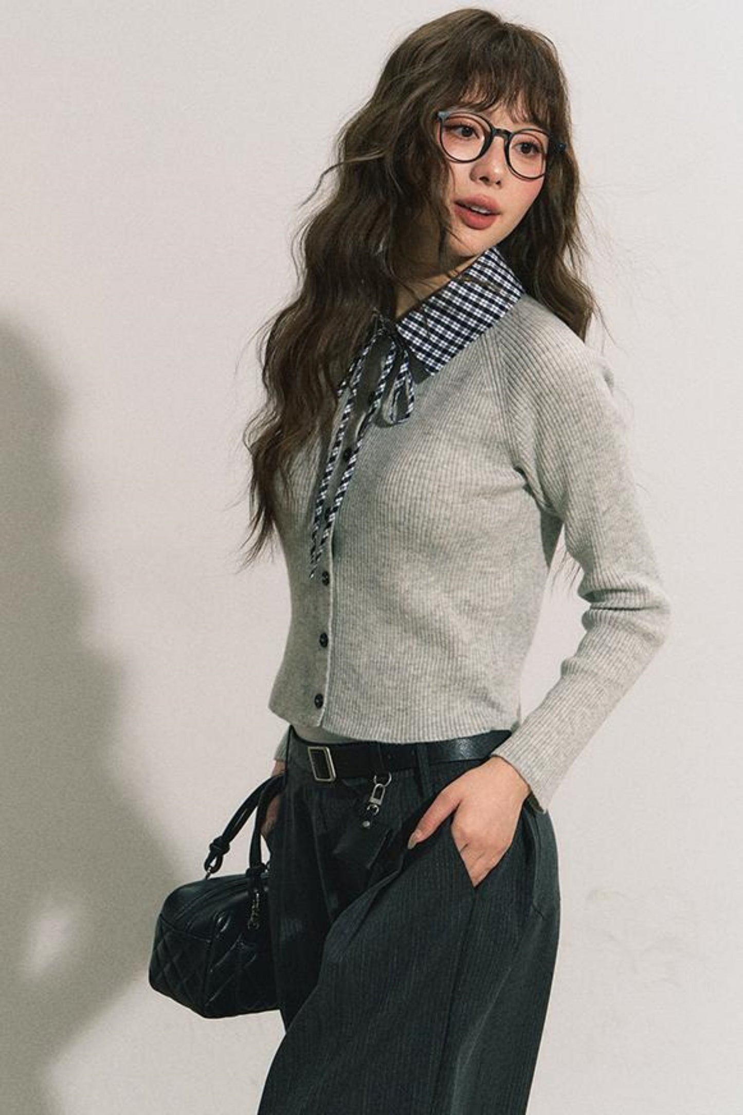 Slim Gray Knit Cardigan