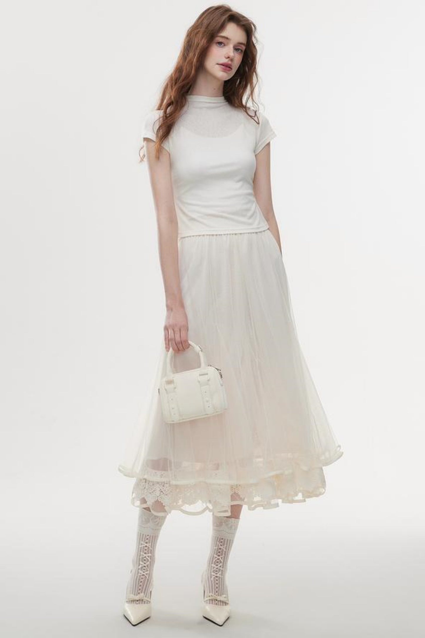 Lace Tulle Long Skirt