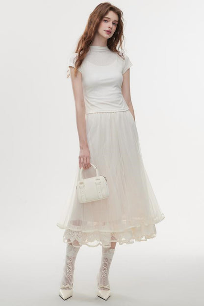 Lace Tulle Long Skirt