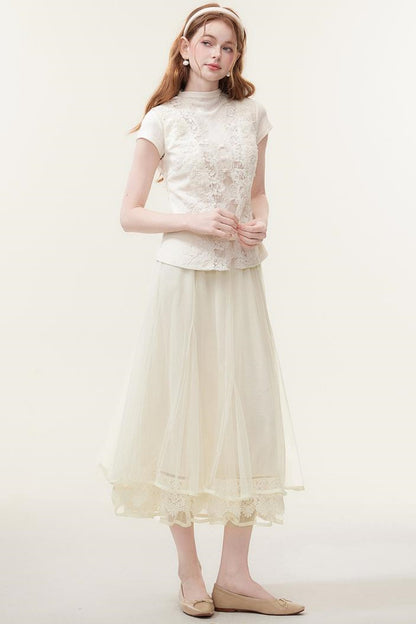 Lace Tulle Long Skirt