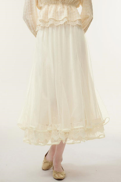 Lace Tulle Long Skirt