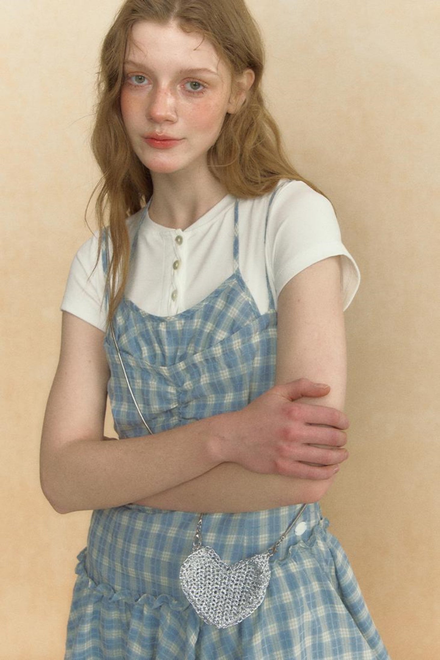 Asymmetrical Plaid Halter Top