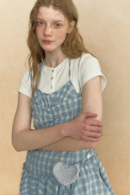 Asymmetrical Plaid Halter Top