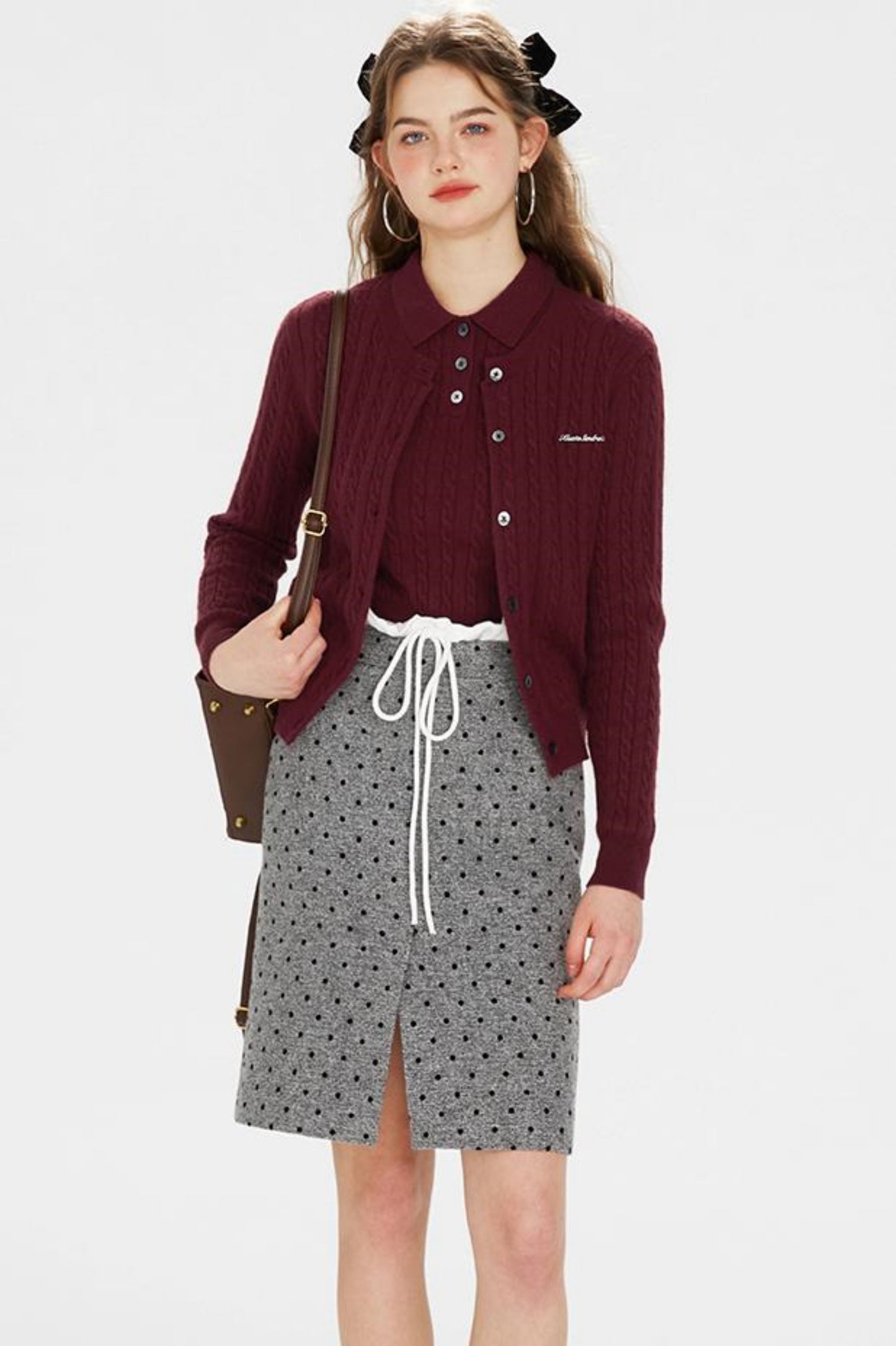 Dark Red Knit Polo T-Shirt