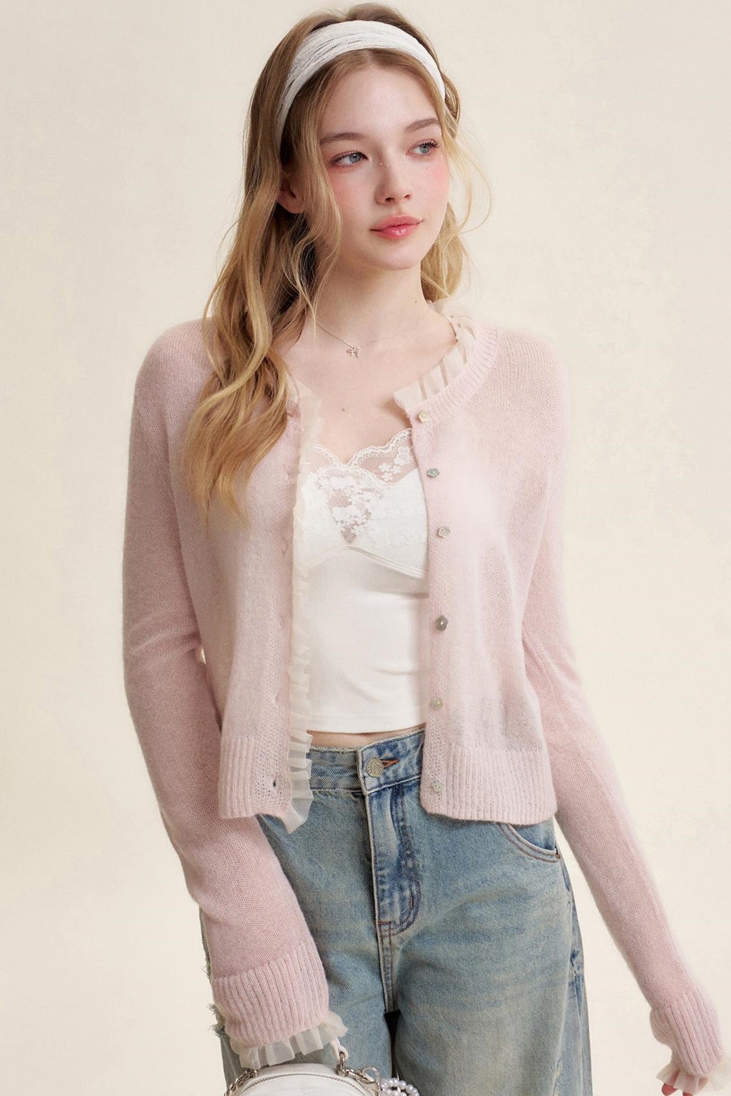Sheer Organza Mohair Cardigan