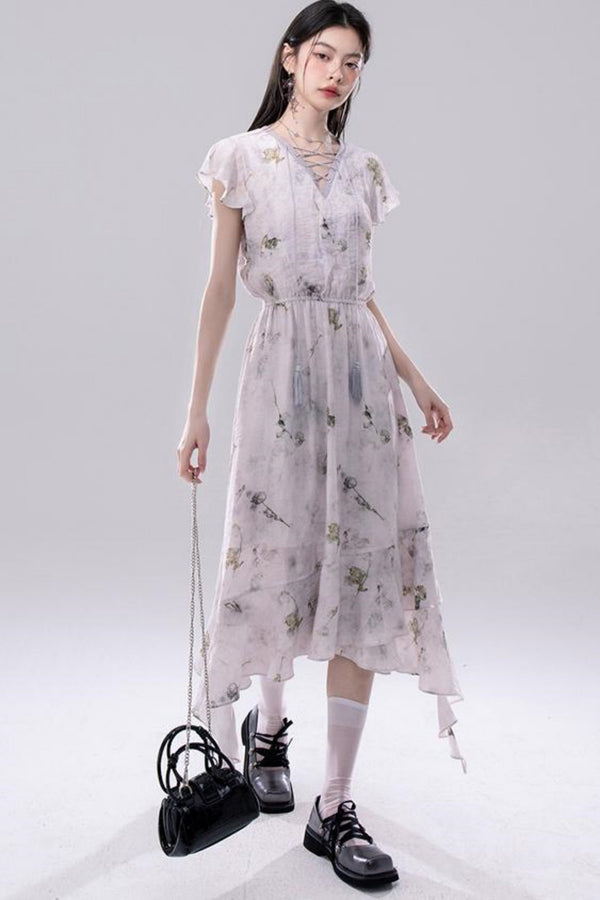 Misty V-Neck Tie-Dye Dress