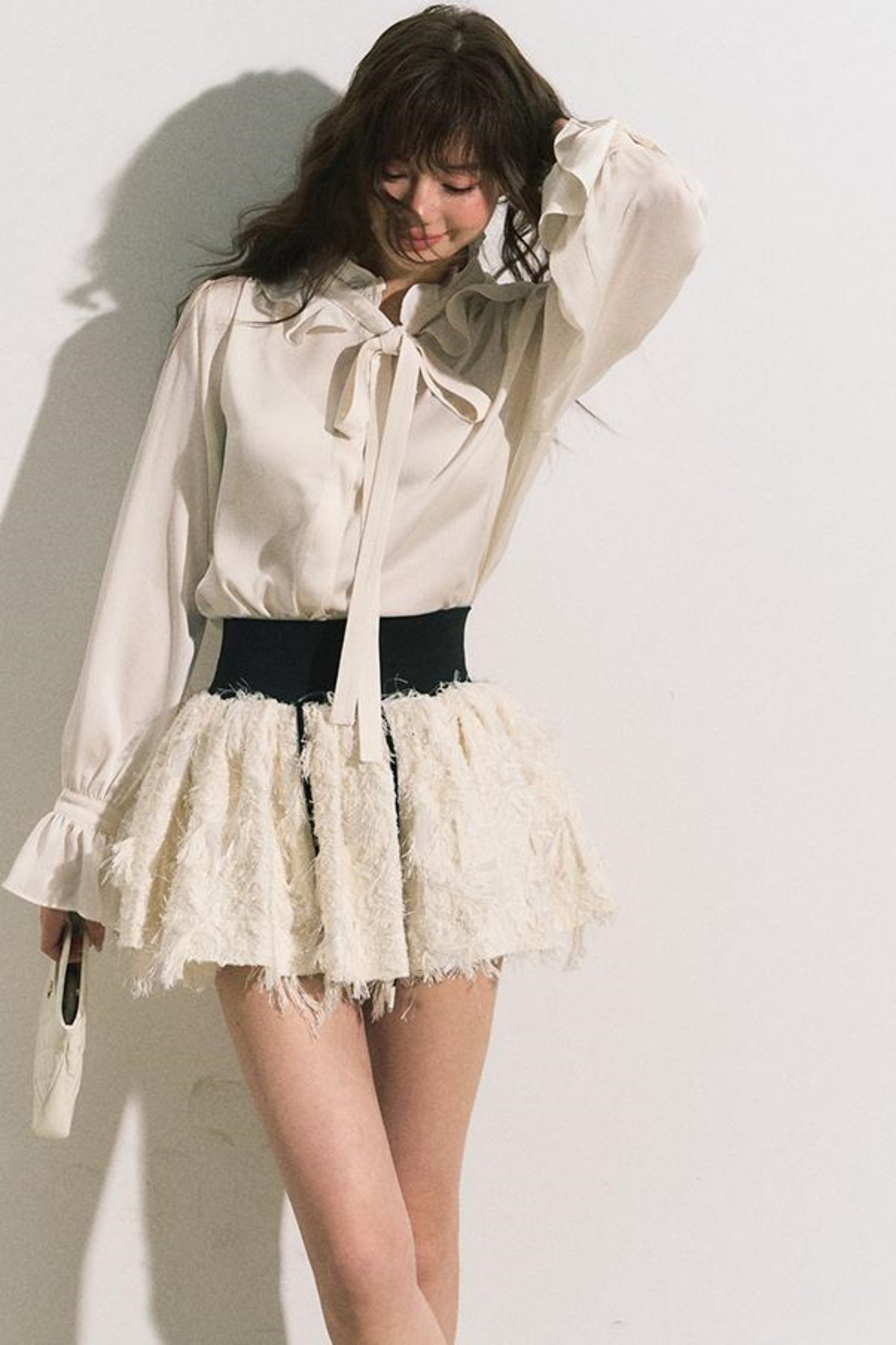 Ruffle Collar Bow Blouse Shirt