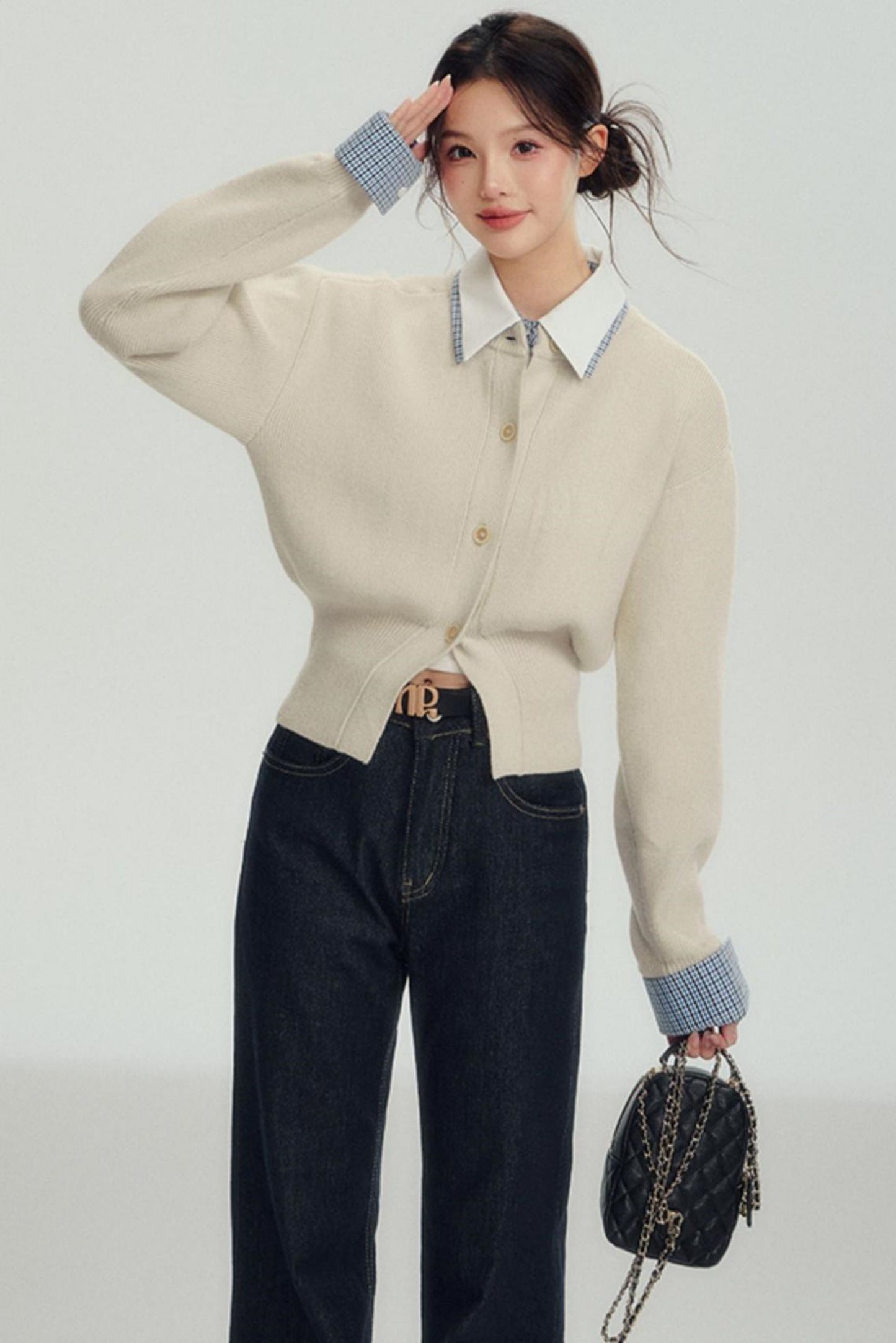 Fake Layered Shirt Sweater