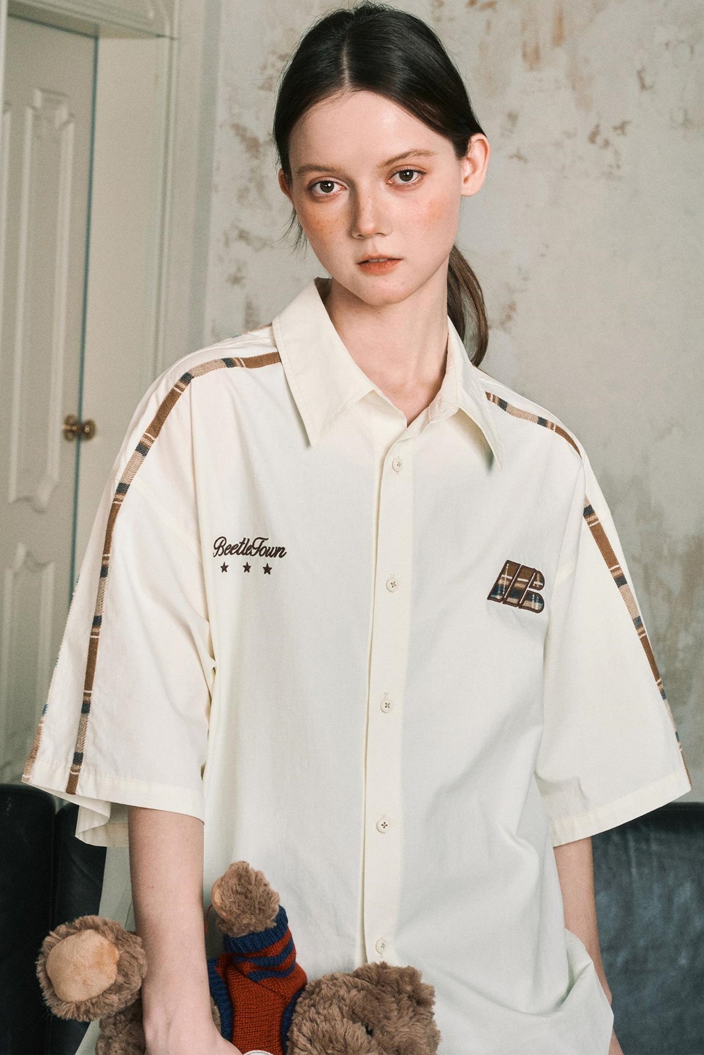 Grid Pattern Half Sleeve Shirt