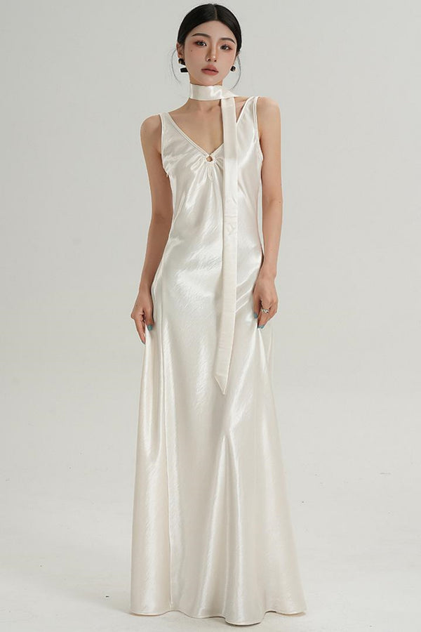 High-End Texture Acetate Vest Dress