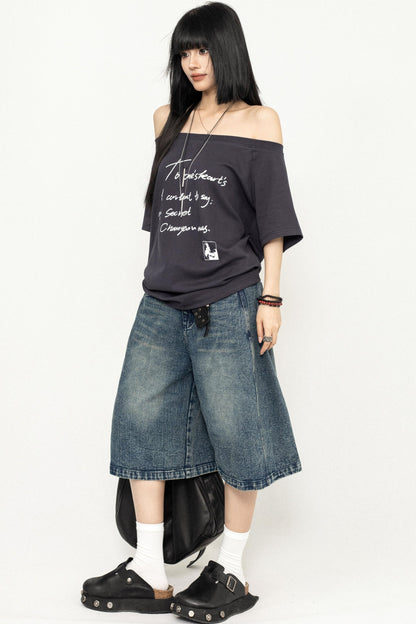 Y2K Off-Shoulder T-Shirt