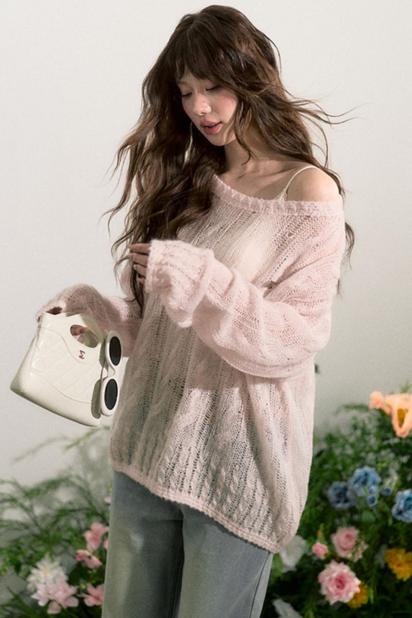 Pink Mohair Cowl Top
