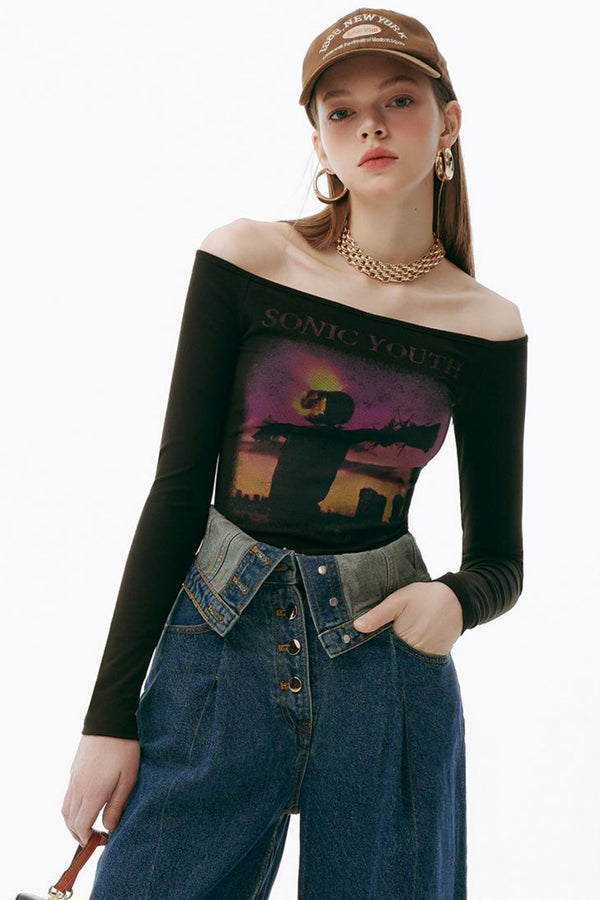 Sunset One-Shoulder Tee