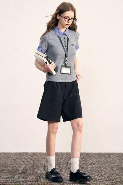 Collegiate Patchwork Knit Top