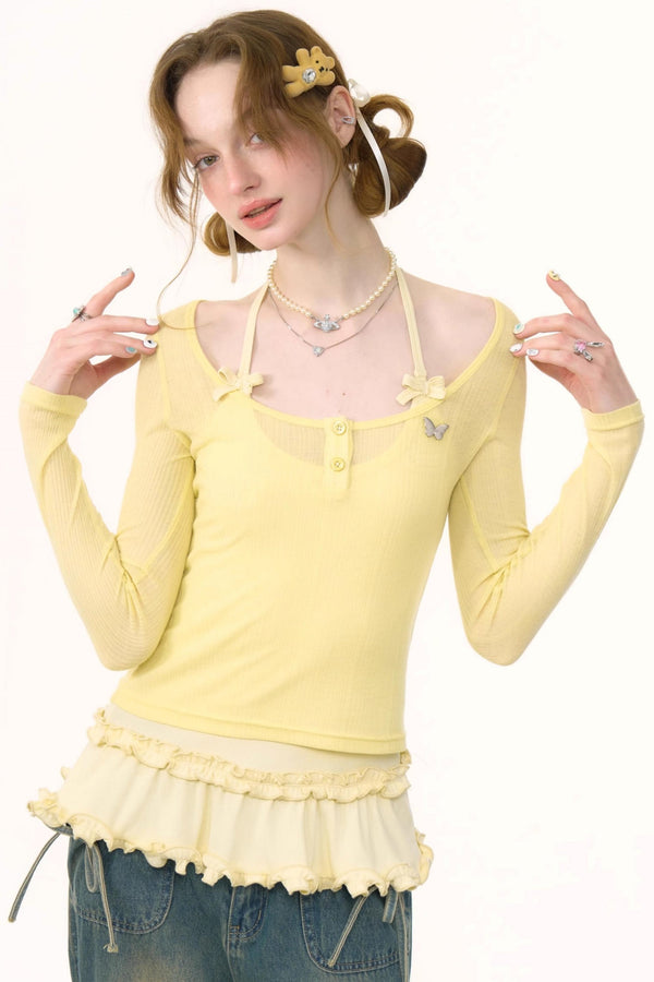Retro Yellow Knit Top