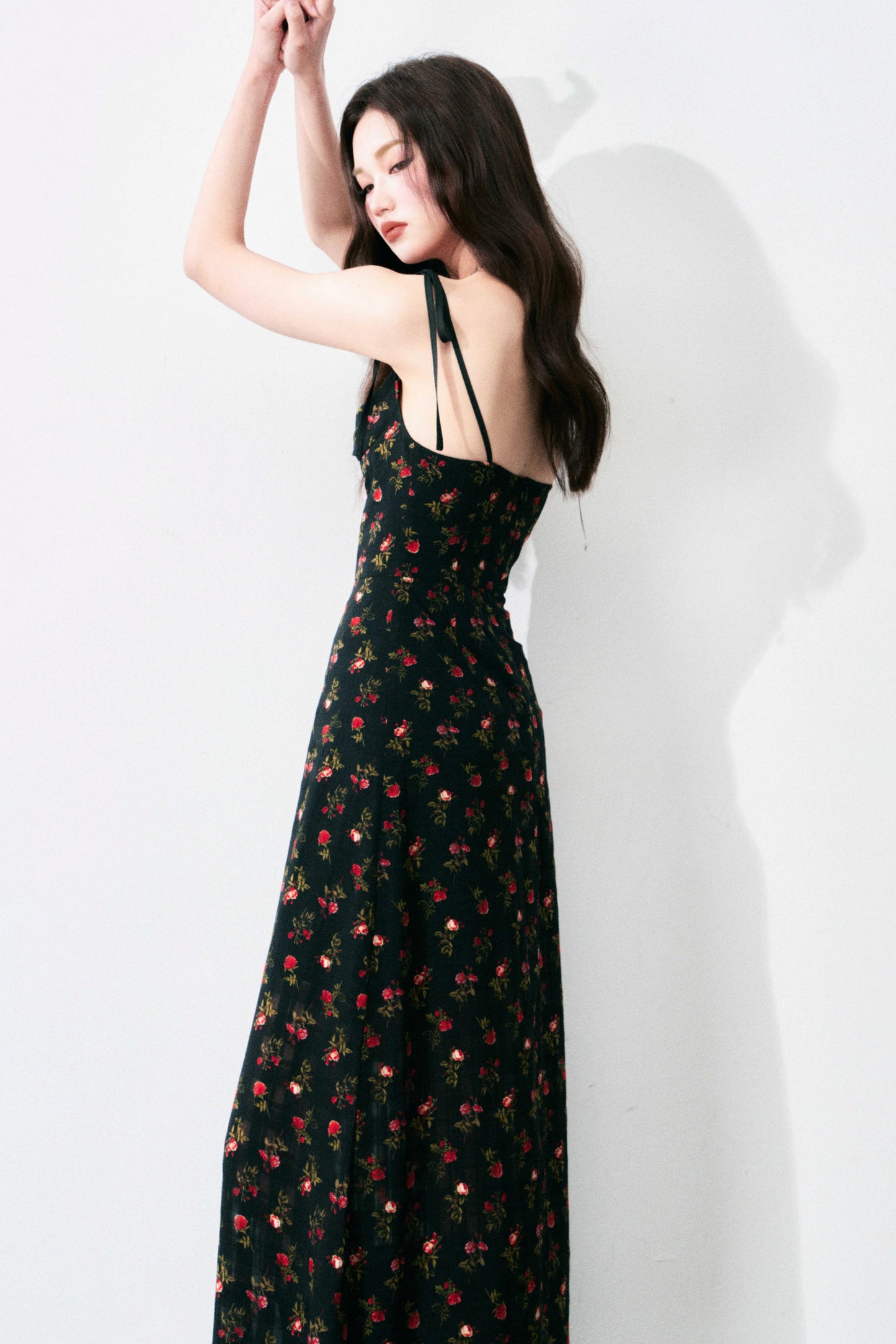 Floral Black Tie Dress