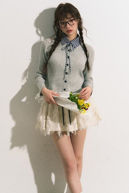 Slim Gray Knit Cardigan