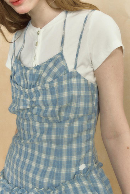 Asymmetrical Plaid Halter Top