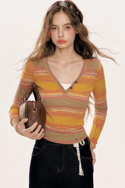 Sunset V-Neck Knit Sweater
