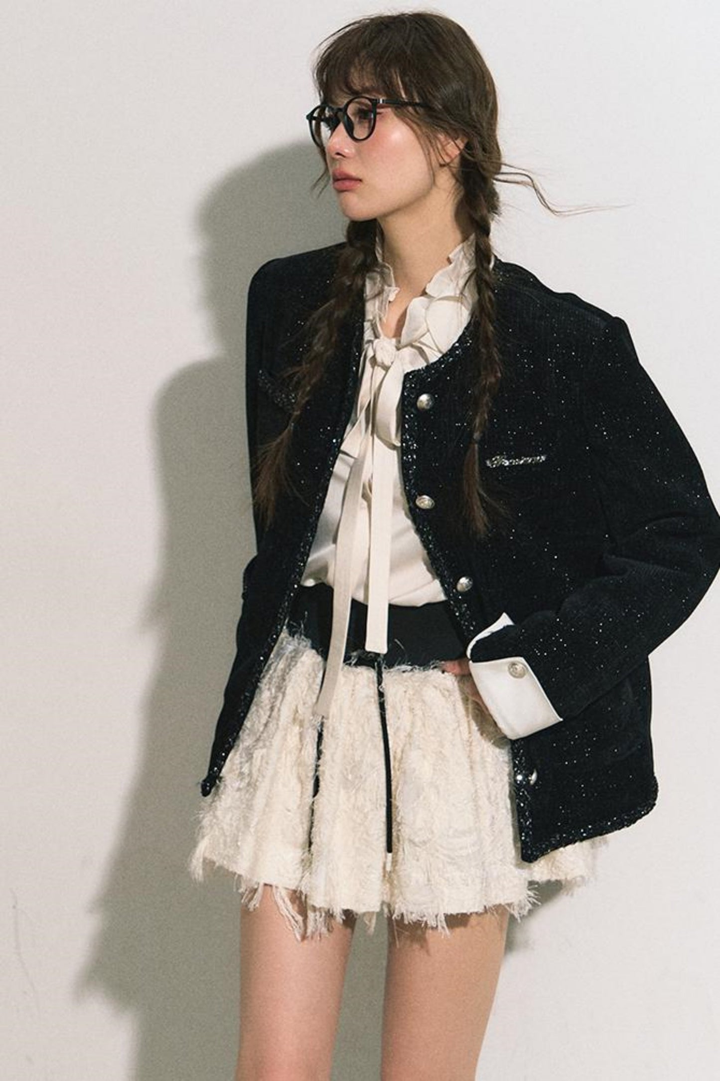 Ruffle Collar Bow Blouse Shirt