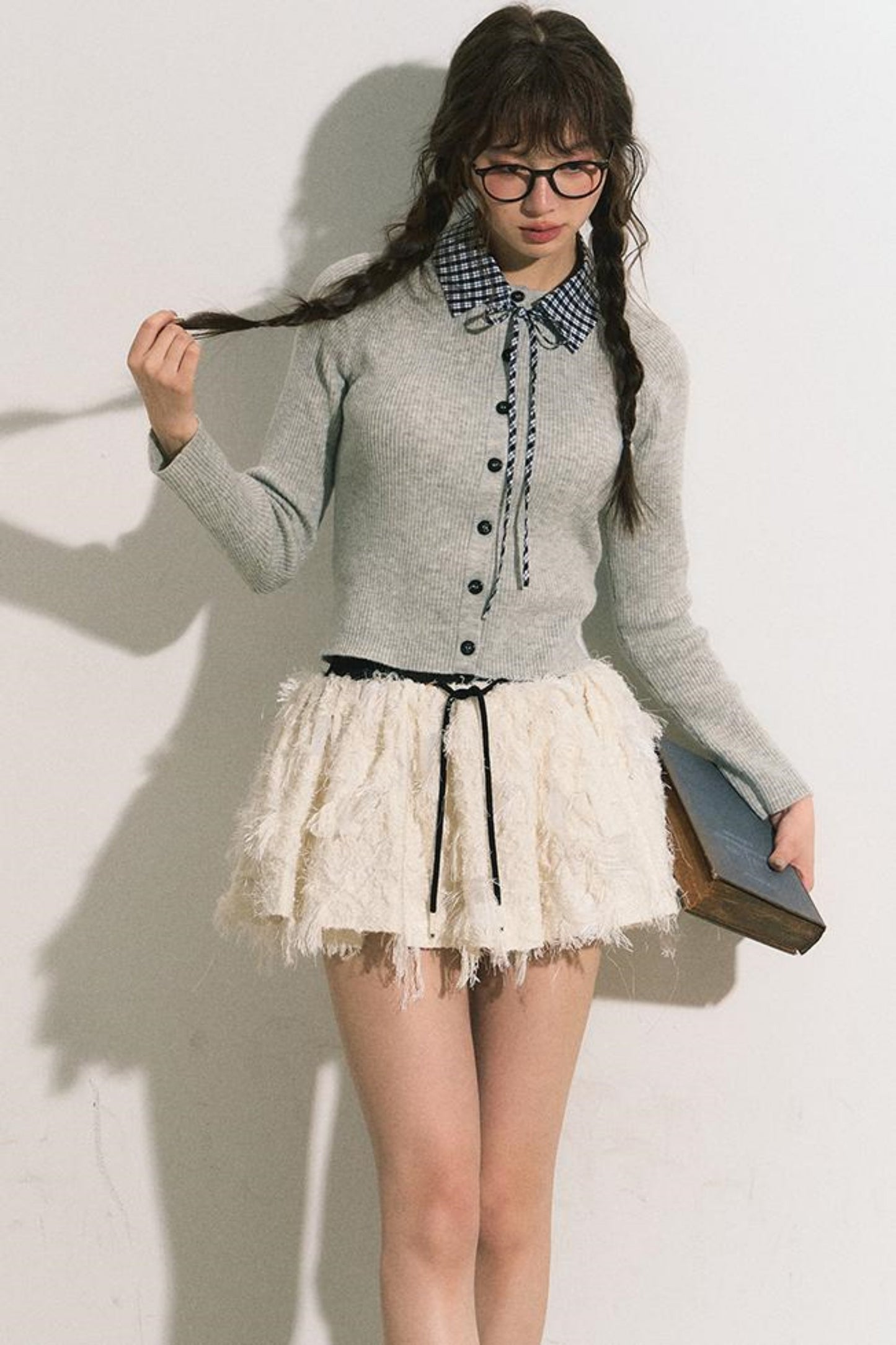 Slim Gray Knit Cardigan