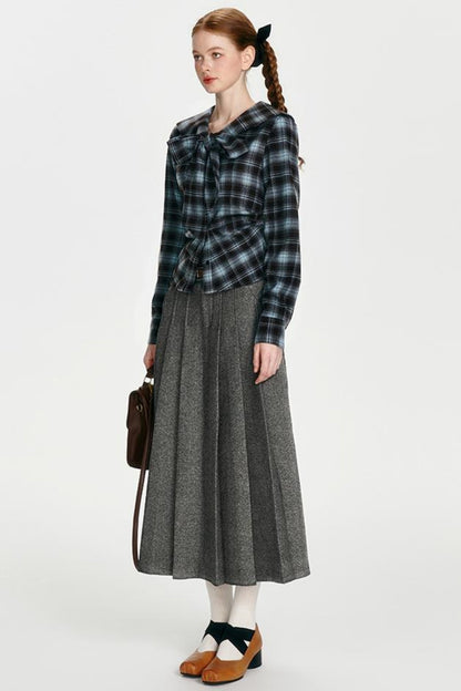 Navy Collar Collegiate Plaid Shirt