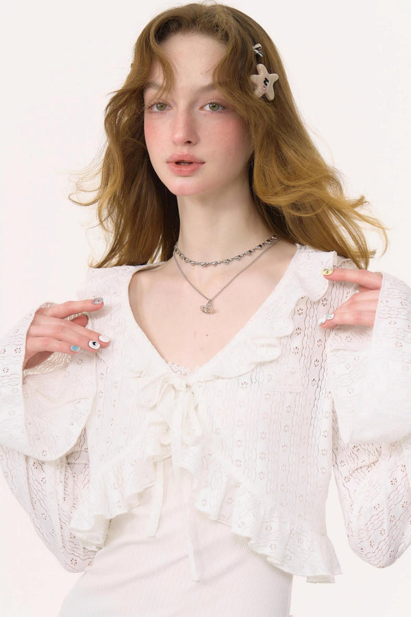 Lace Flare Sleeve Cardigan