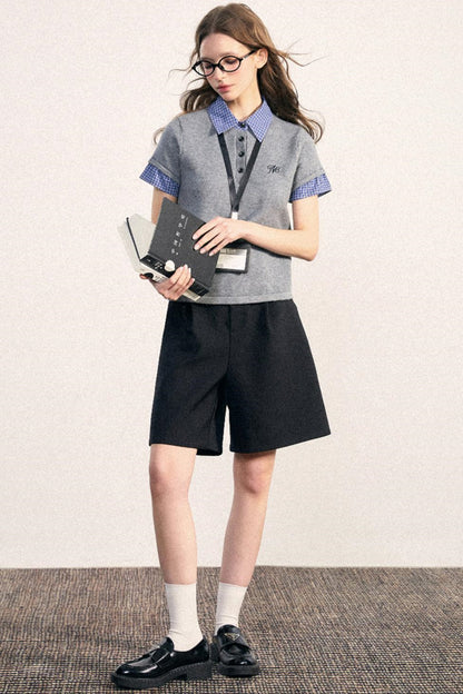 Collegiate Patchwork Knit Top