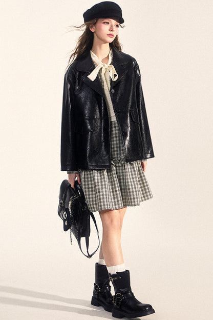 Midi Leather Jacket Set-Up