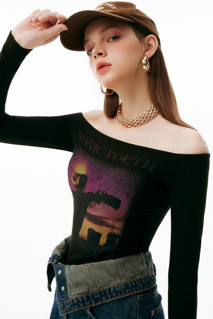 Sunset One-Shoulder Tee