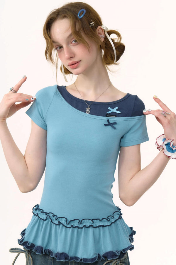 Color Block Bow T-Shirt