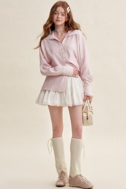 Ruffled Pink Lace Muscle Shirt