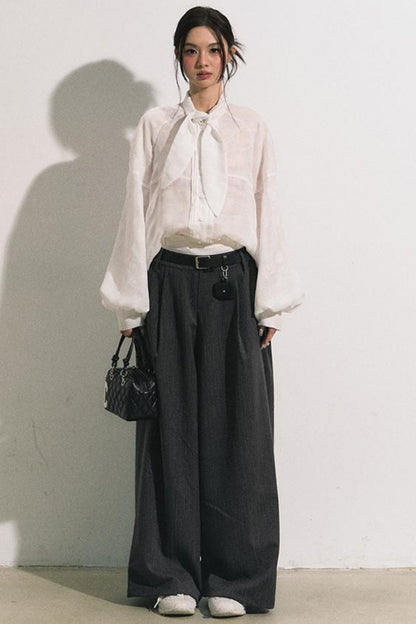 Lace Bow Loose Shirt