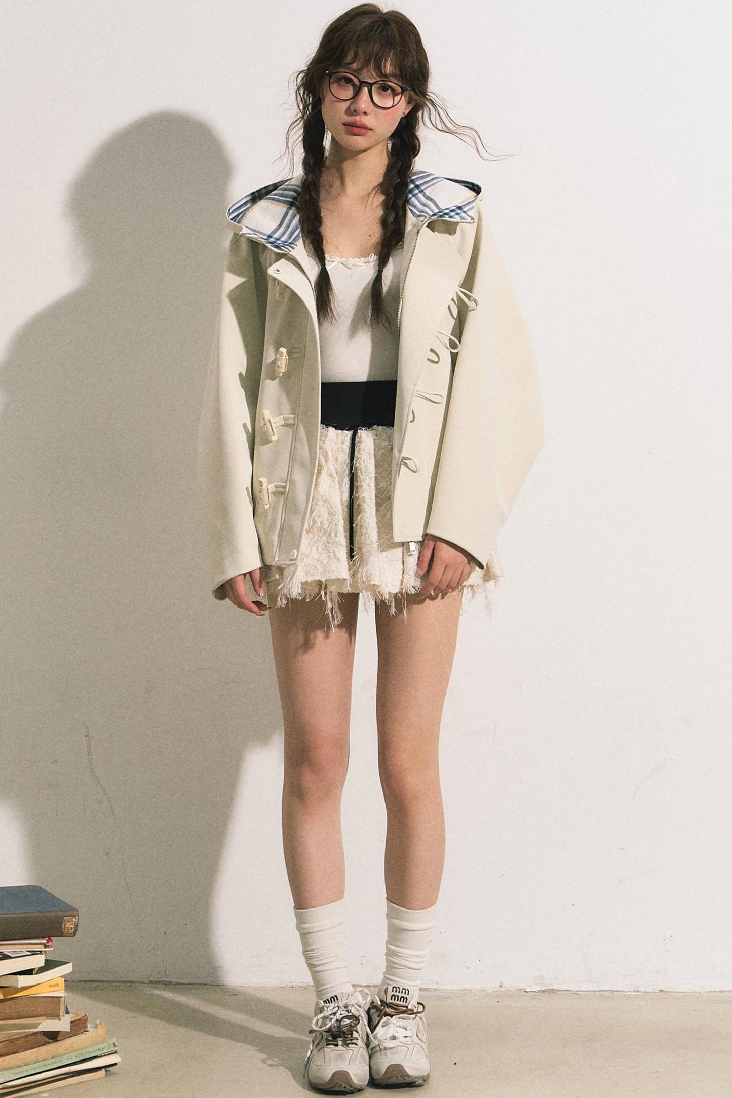 Navy Hooded Trench Coat