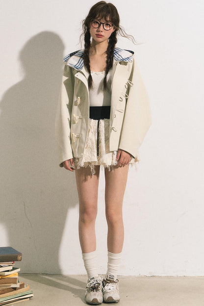 Navy Hooded Trench Coat