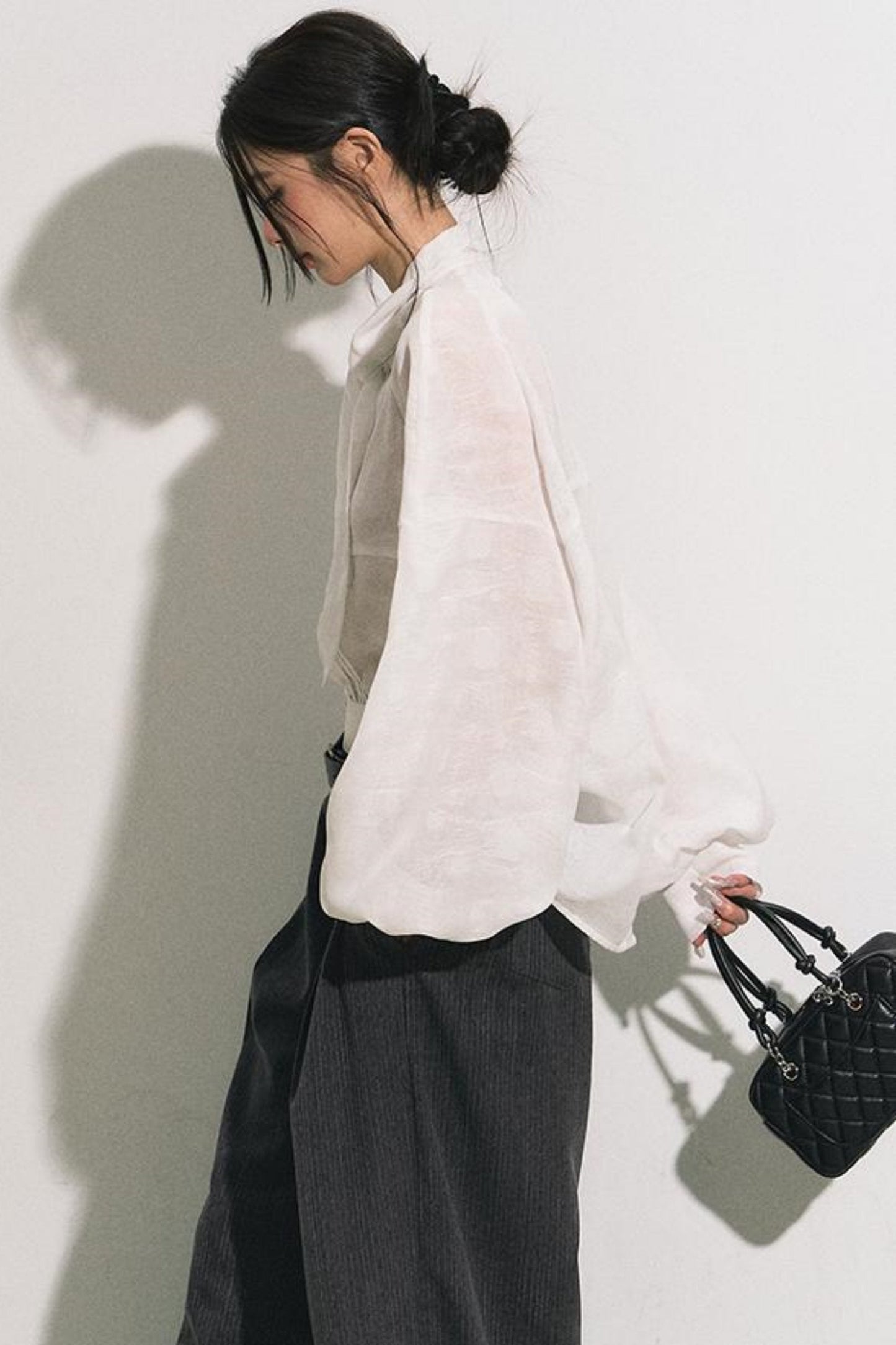 Lace Bow Loose Shirt